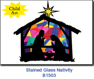 Stained Glass Nativity charity Christmas card supporting Brightside for Families & Children