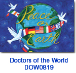 A Peaceful World charity holiday card supporting Doctors of the World