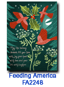 Three Red Birds charity holiday card supporting Feeding America