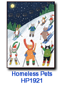 HP1921 Skiing Cats Charity holiday card