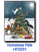 Deck the Tree charity Christmas card supporting homeless pets