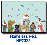 Fa La La holiday card supporting homeless pets