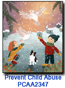 Two Turtle Doves charity Christmas card supporting Prevent Child Abuse America