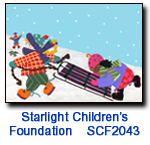 Sledding Pals charity holiday card supporting Starlight Children's Foundation