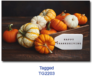 Tagged Thanksgiving card supporting Feeding America