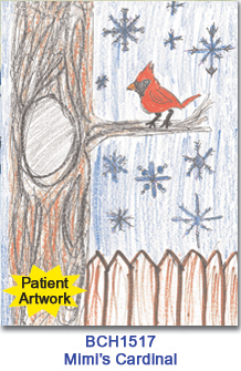 BCH1517 Mimi's Cardinal charity holiday card supporting Baystate Children's Hospital