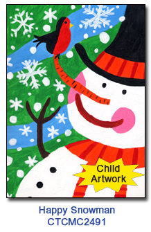 Happy Snowman charity holiday card supporting Connecticut Children's 