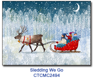 Sledding We Go charity Holiday Card supporting Connecticut Children's 