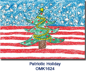 Patriotic Holiday Christmas card supporting Our Military Kids