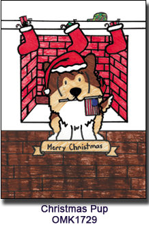 Christmas Pup holiday card supporting Our Military Kids