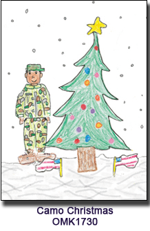 Camo Christma Holiday Card supporting Our Military Kids