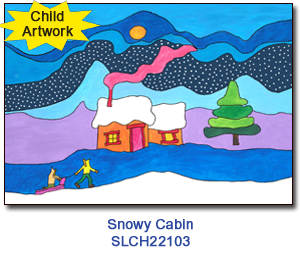 Snowy Cabin charity Christmas card supporting St. Louis Children's Hospital