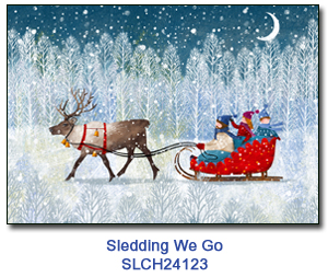 Sledding We Go charity Christmas card supporting St. Louis Children's Hospital