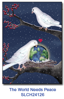 The World Needs Peace charity Christmas card supporting St. Louis Children's Hospital