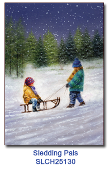 Sledding Pals charity holiday Card supporting St. Louis Children's Hospital